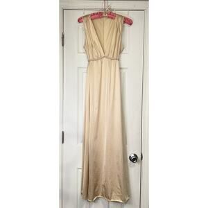 Vanity Fair Cream Long Satin Nightgown